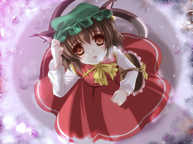 Anime Girl with Cat Ears — Red, Dreamy