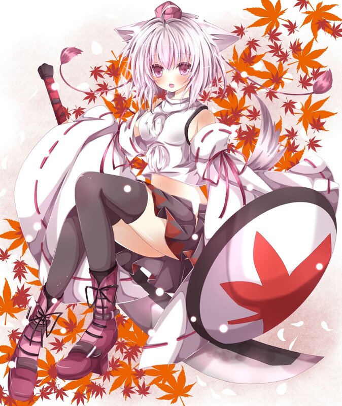Anime Girl with Cat Ears — White, Calm, Autumn, Digital Art