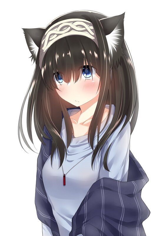 Anime Girl with Cat Ears — White, Calm, Cat Ears, Blue Eyes