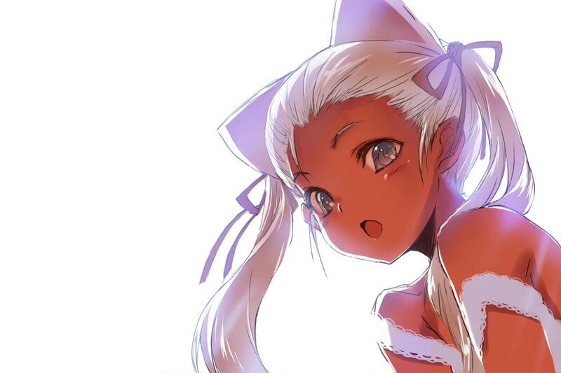 Anime Girl with Cat Ears — White, Dramatic, Cat Ears, Ponytail
