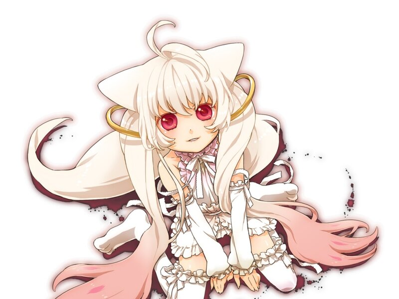 Anime Girl with Cat Ears — White, Dramatic, Cat Ears, Tail