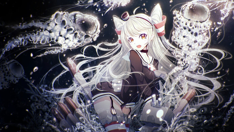 Anime Girl with Cat Ears — White, Dramatic, Night, Digital Art, Jellyfish
