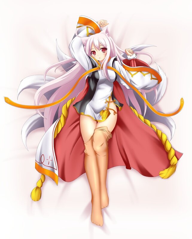 Anime Girl with Cat Ears — White, Dynamic, Cat Ears, Long Hair, Cape