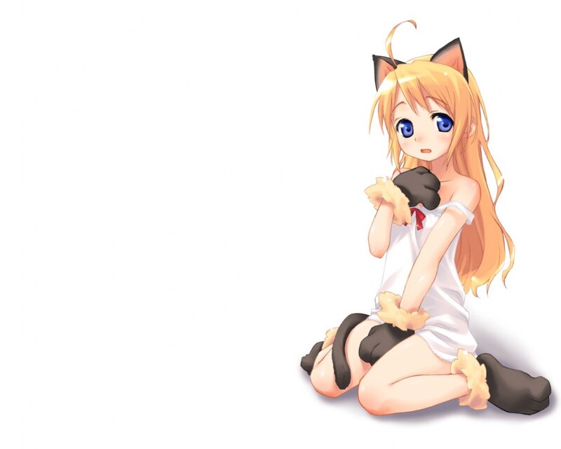 Anime Girl with Cat Ears — White, Innocent, Cat Ears