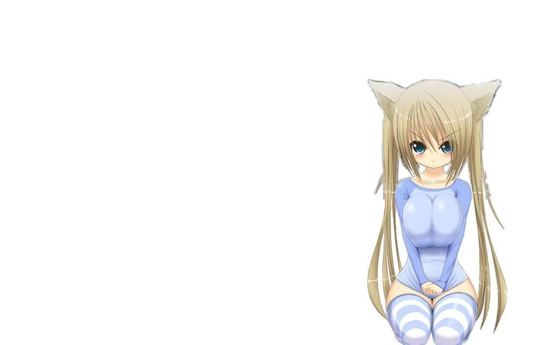 Anime Girl with Cat Ears — White, Neutral, Cat Ears, Long Hair