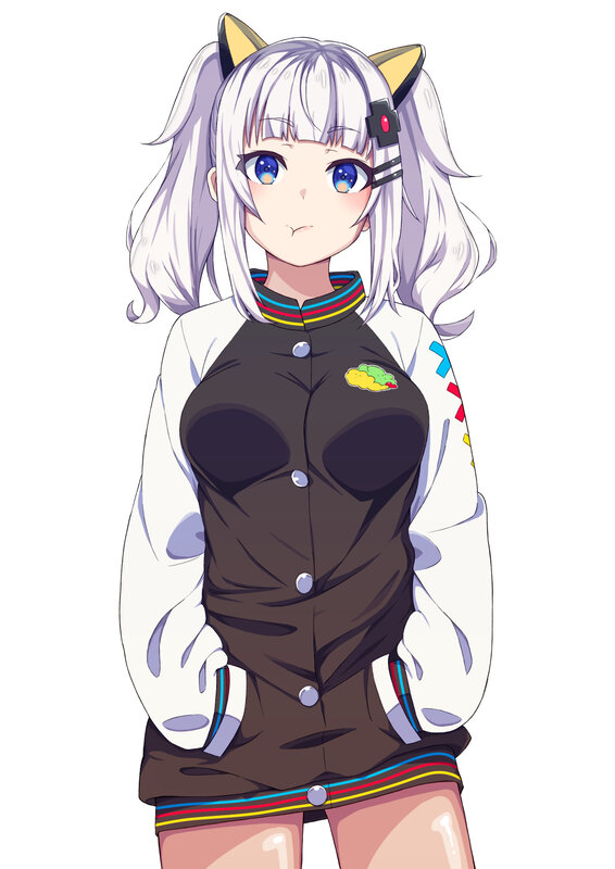 Anime Girl with Cat Ears — White, Neutral, Cat Ears, Pigtails