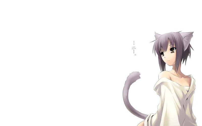 Anime Girl with Cat Ears — White, Neutral, Cat Ears, Tail