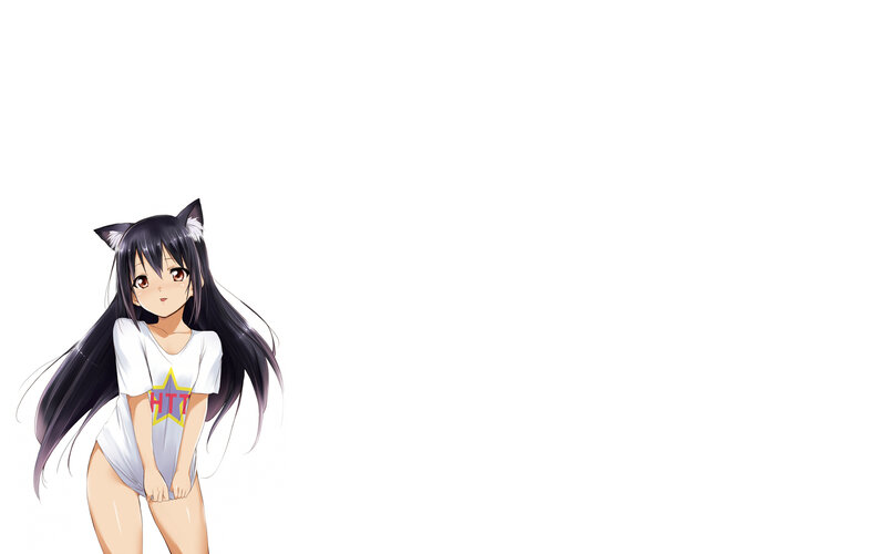 Anime Girl with Cat Ears — White, Neutral, Cat Ears