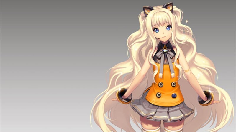 Anime Girl with Cat Ears — White, Neutral, Digital Art, Cat Ears