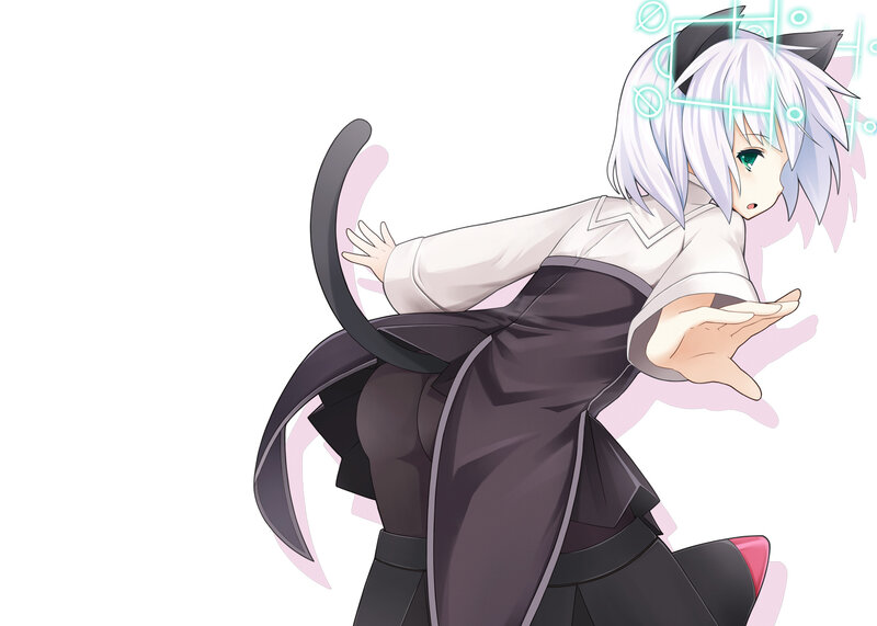 Anime Girl with Cat Ears — White, Playful, Digital Art, Cat Ears