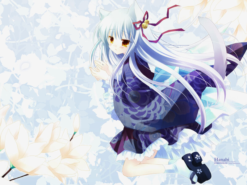 Anime Girl with Cat Ears — White, Serene, Spring