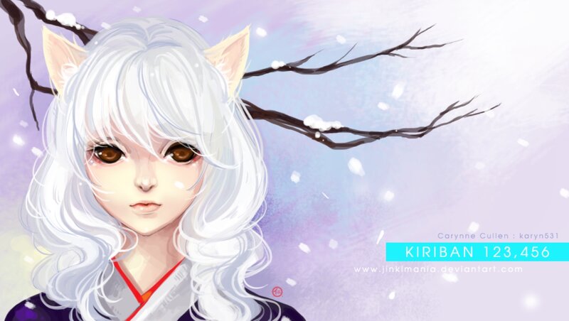 Anime Girl with Cat Ears — White, Serene, Winter