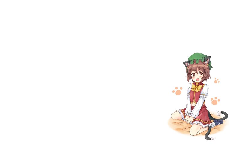 Anime Girl with Cat Ears — White