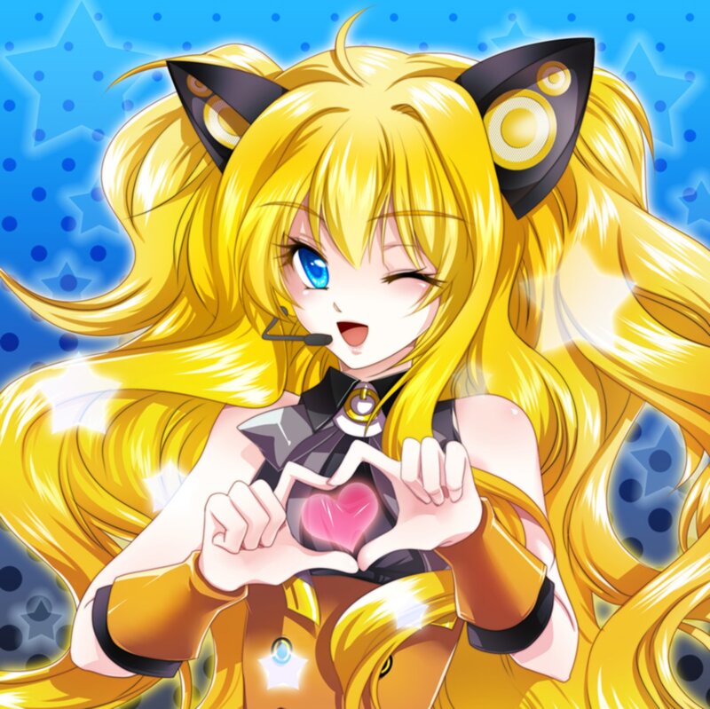 Anime Girl with Cat Ears — Yellow, Cheerful