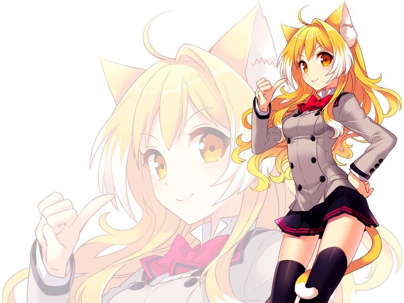Anime Girl with Cat Ears — Yellow, Playful, Cat Ears