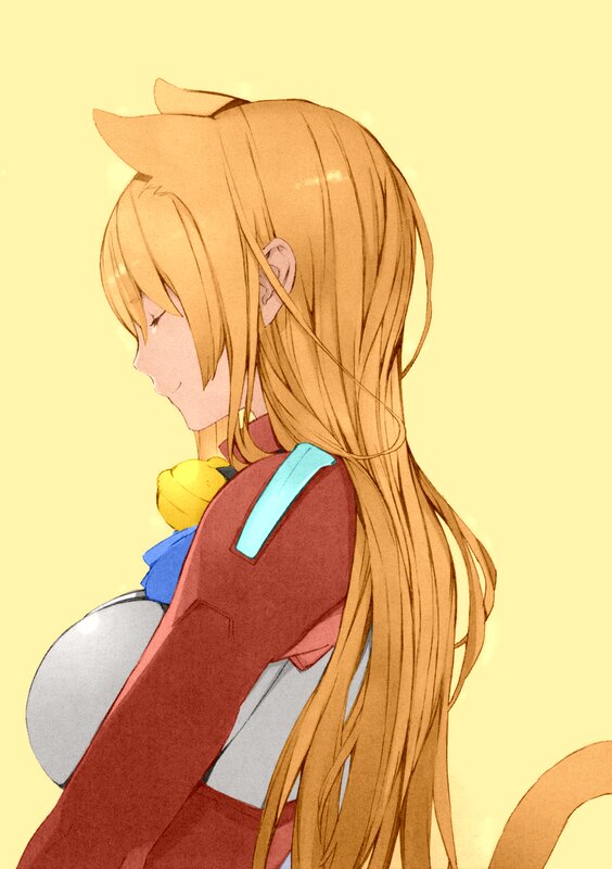 Anime Girl with Cat Ears — Yellow, Serene, Cat Ears