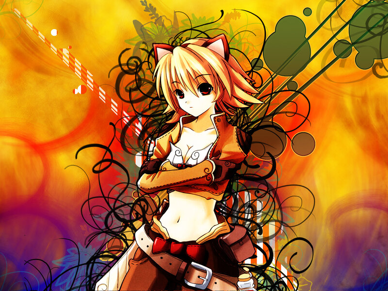 Anime Girl with Cat Ears — Yellow