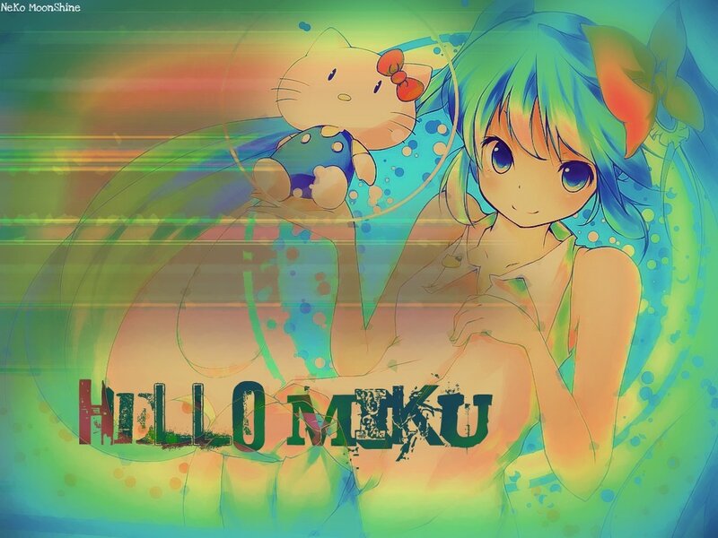 Anime Girl with Cat — Green