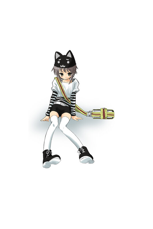 anime girl with cat hat