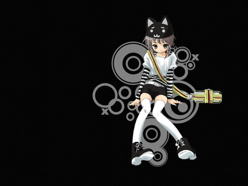 anime girl with cat hat