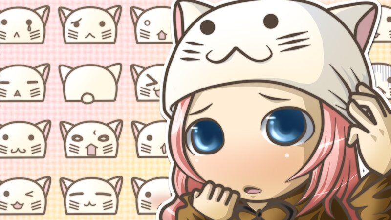anime girl with cat hat