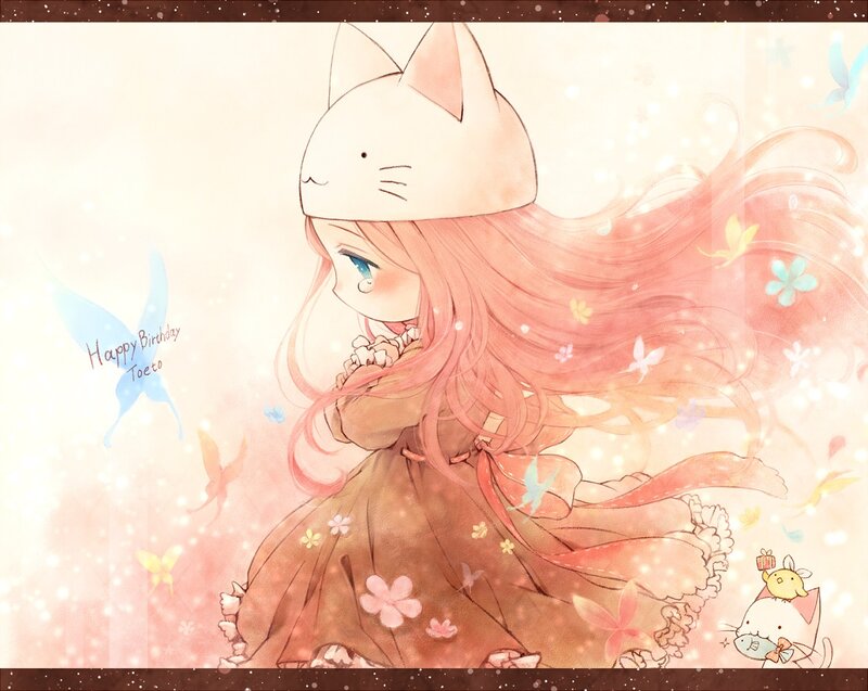 Anime girl with cat hat