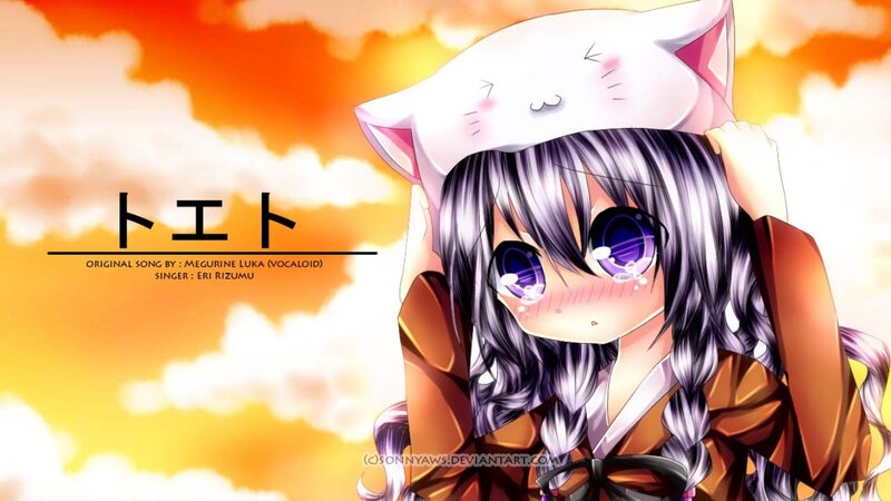 Anime Girl with Cat Hat — Orange