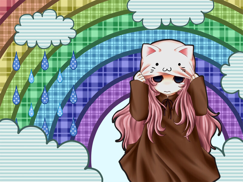 Anime Girl with Cat Hat — Pink