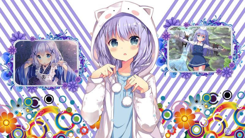 Anime Girl with Cat Hat — Purple