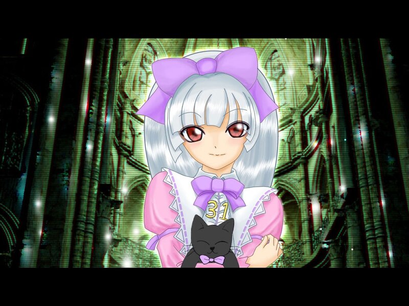 Anime girl with cat in cathedral
