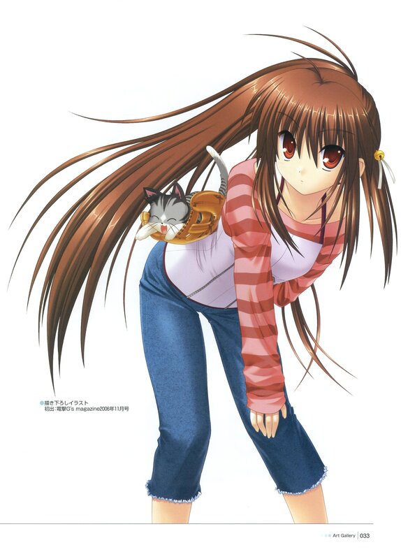 Anime girl with cat in glove