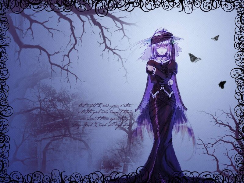 anime girl with cat in graveyard