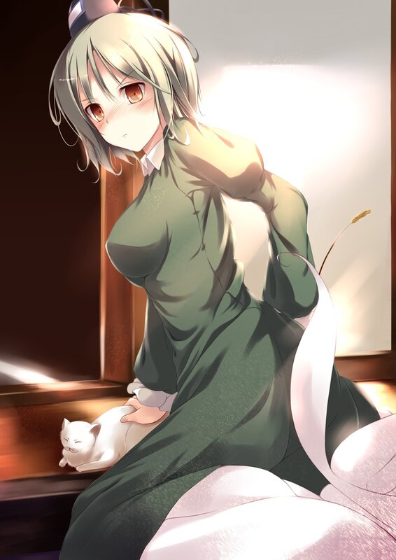Anime girl with cat in sunlight