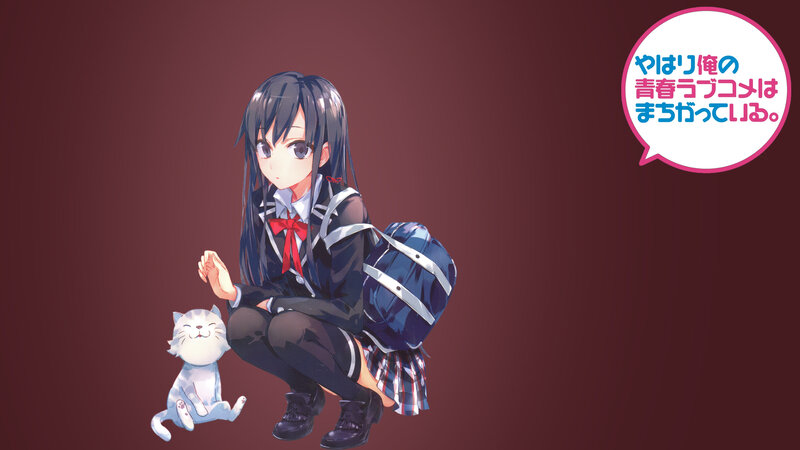 Anime Girl with Cat — Maroon