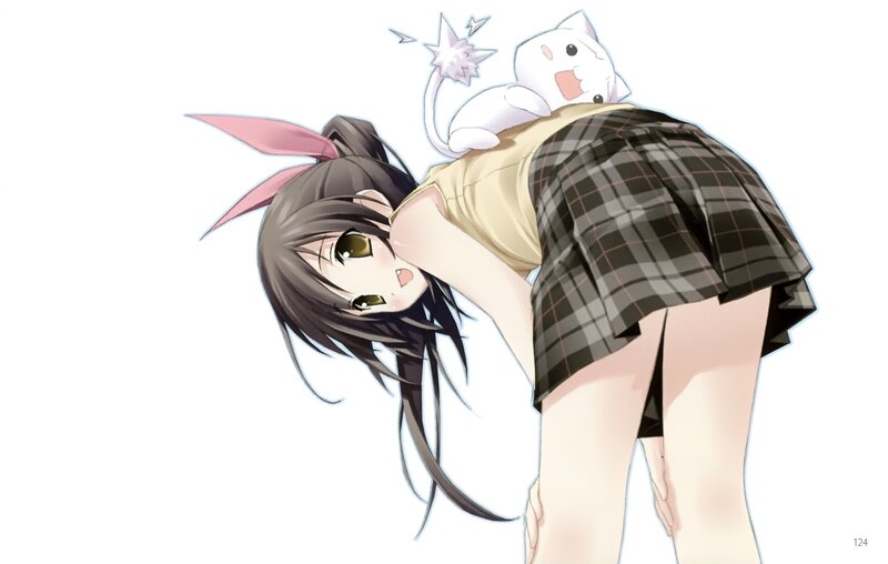 anime girl with cat on back