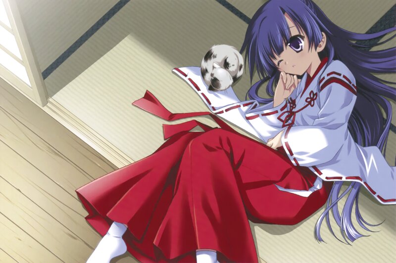 Anime girl with cat on tatami