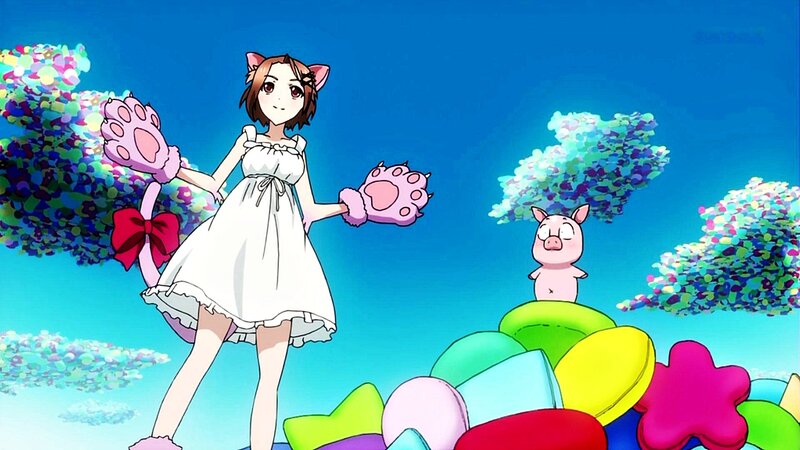 anime girl with cat paws
