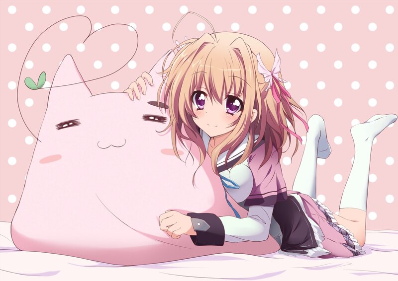 Anime Girl with Cat Pillow