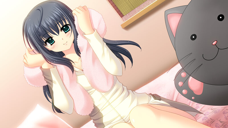 Anime Girl with Cat — Pink, Calm
