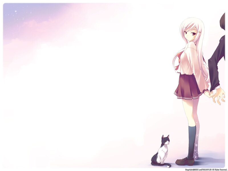 Anime Girl with Cat — Pink, Serene, Sunset
