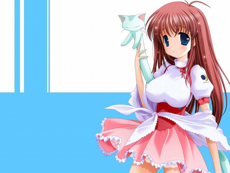 anime girl with cat plush