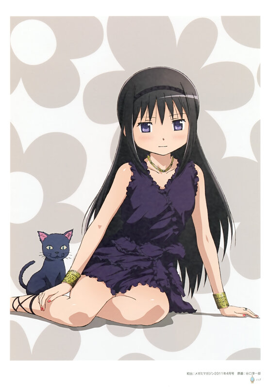 Anime Girl with Cat — Purple, Calm, Manga