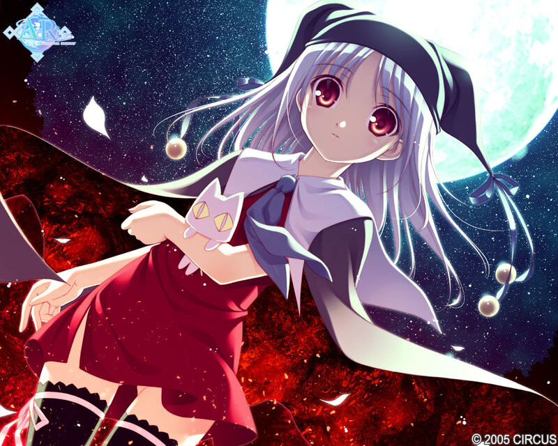 Anime Girl with Cat — Purple, Dramatic