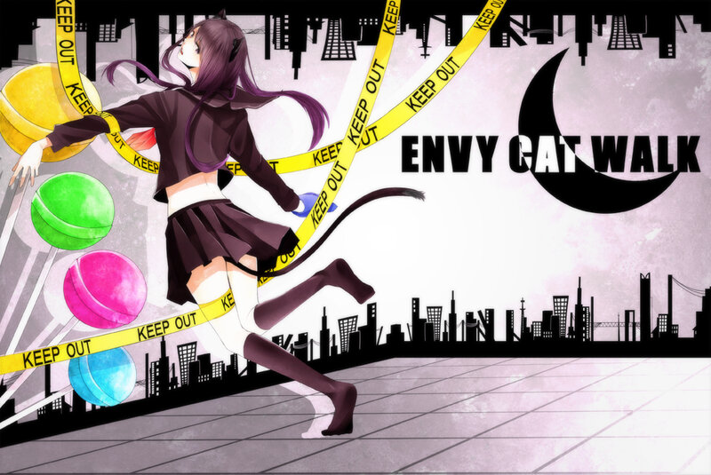 Anime Girl with Cat Tail — Purple