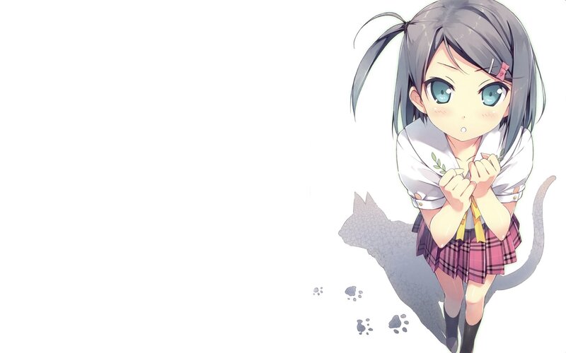 Anime Girl with Cat Tail — White, Innocent