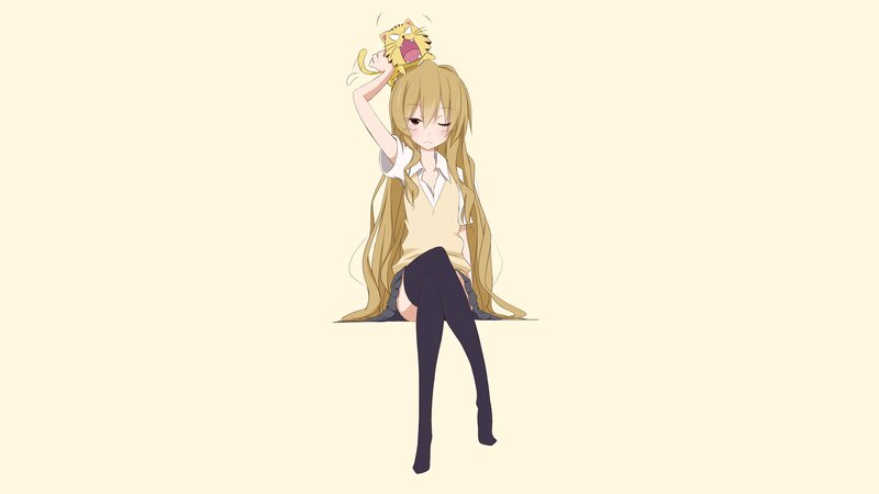 Anime Girl with Cat — Yellow, Calm, Long Hair
