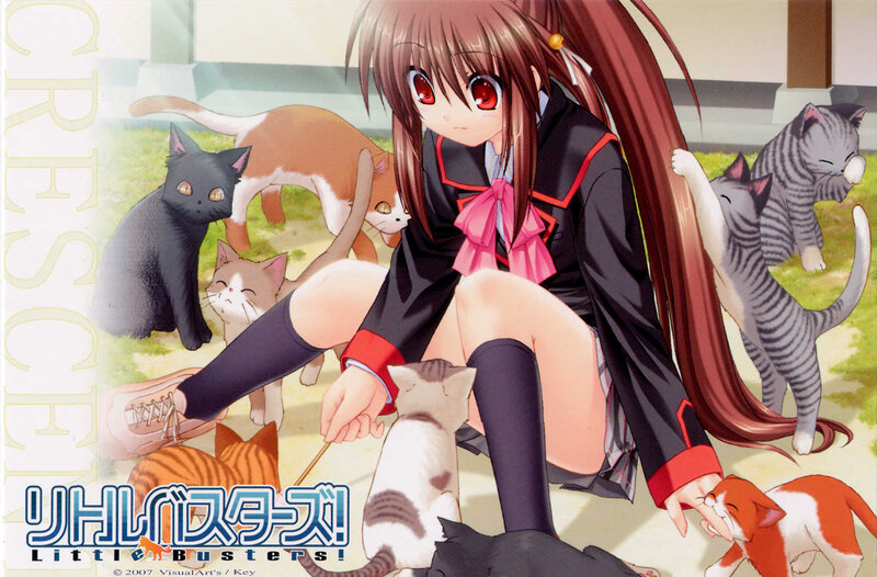 Anime girl with cats