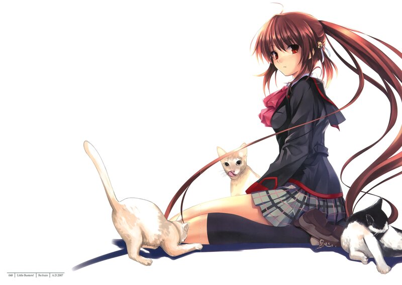 anime girl with cats