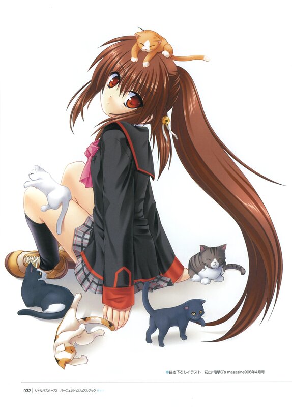 anime girl with cats