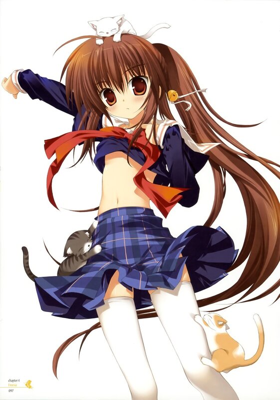 anime girl with cats